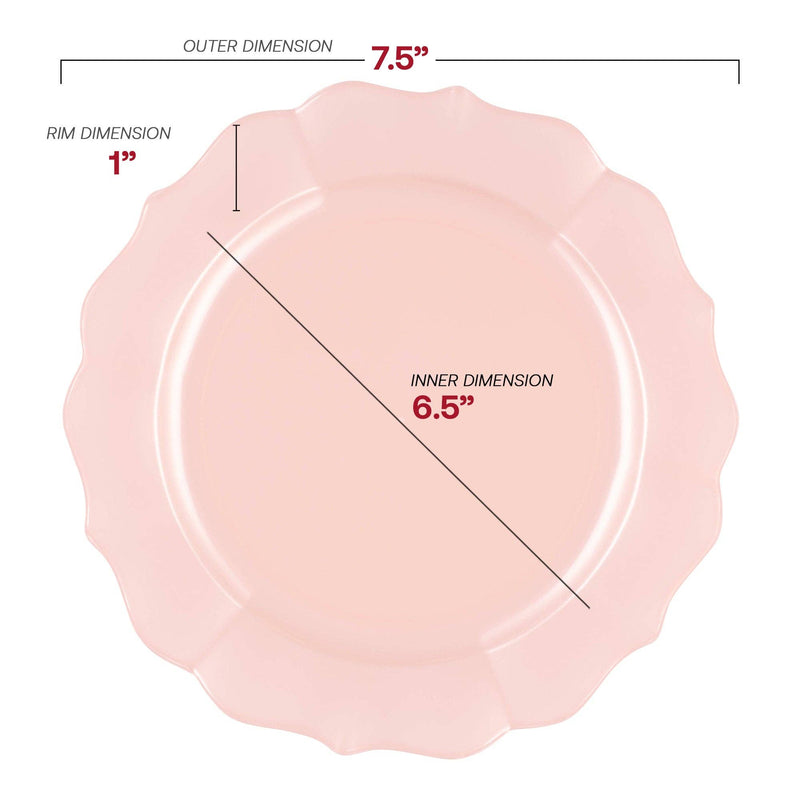 7.5" Pearl Pink Lotus Plastic Salad Plates