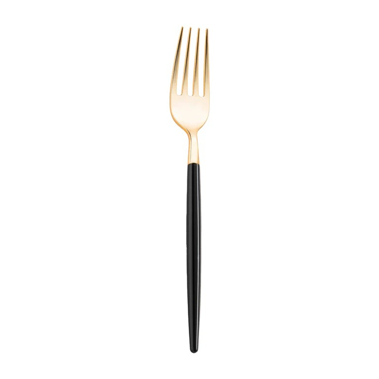 Gold with Black Handle Plastic Flatware