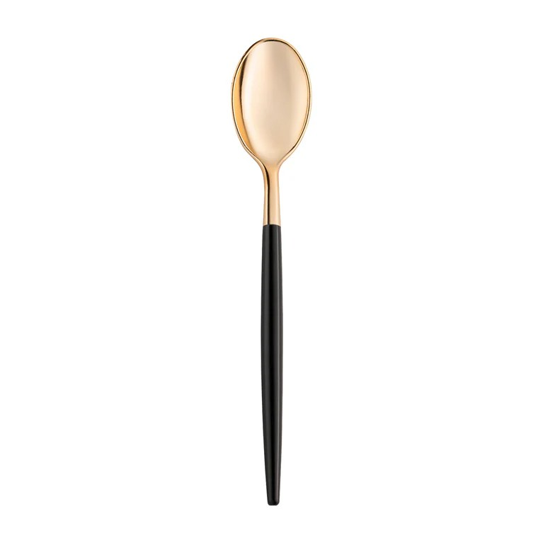 Gold with Black Handle Plastic Flatware