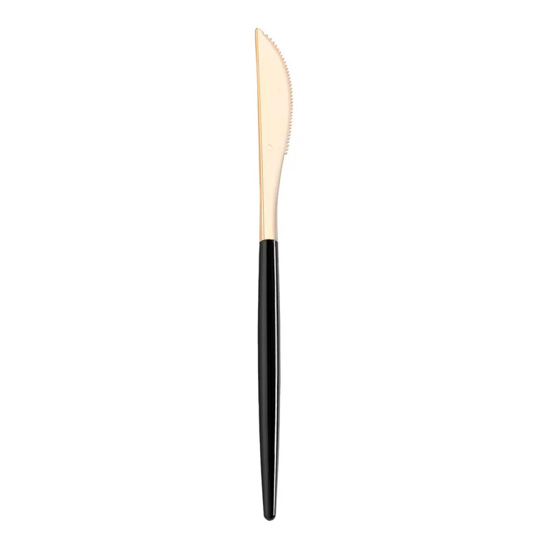 Gold with Black Handle Plastic Flatware