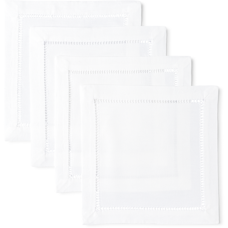 Pure Cotton White Cocktail Napkins | Set of 4