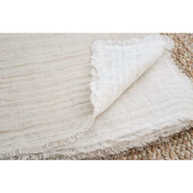 Crinkled Double Weave Linen Throw Blanket
