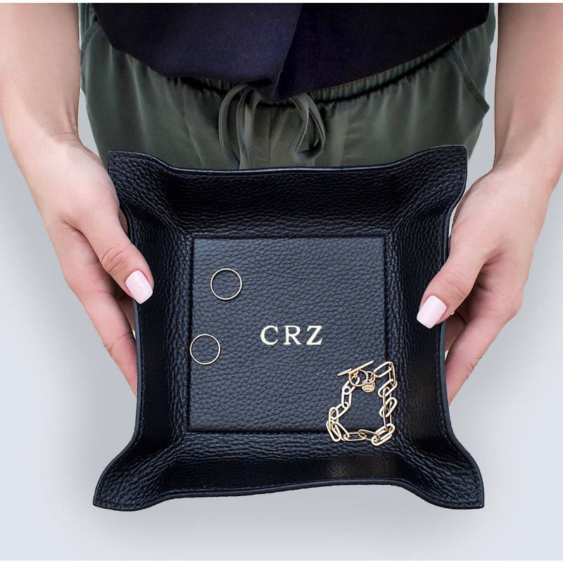 Personalized Leather Desk Valet